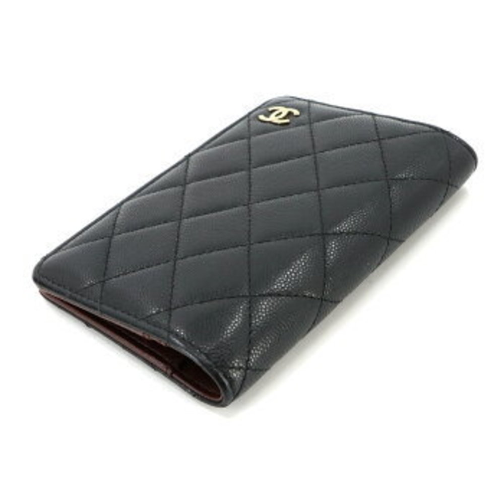 CHANEL Agenda Notebook Caviar Skin Leather Black Coco Mark